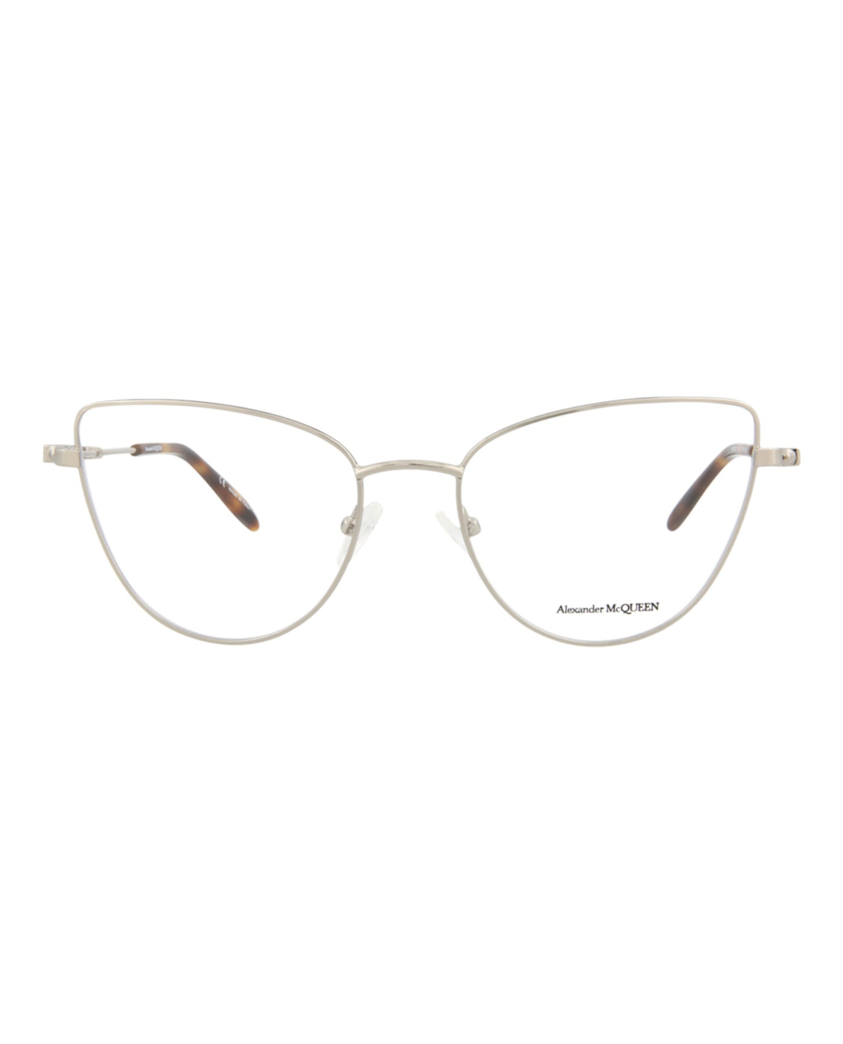Alexander McQueen Womens Cat Eye Silver Silver Transparent Fashion Designer Eyewear