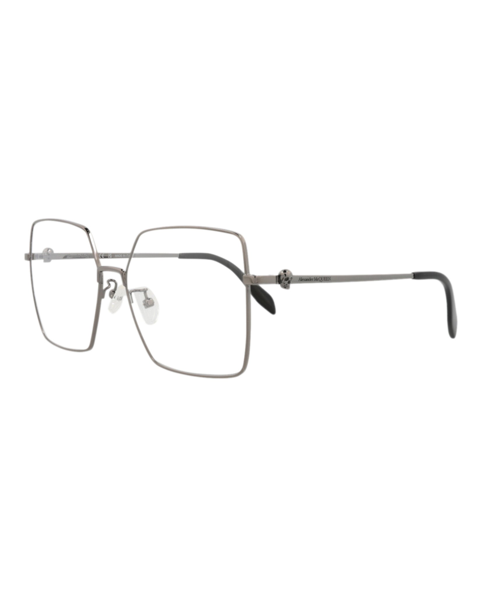 Alexander McQueen Womens Square/Rectangle Ruthenium Ruthenium Transparent Fashion Designer Eyewear