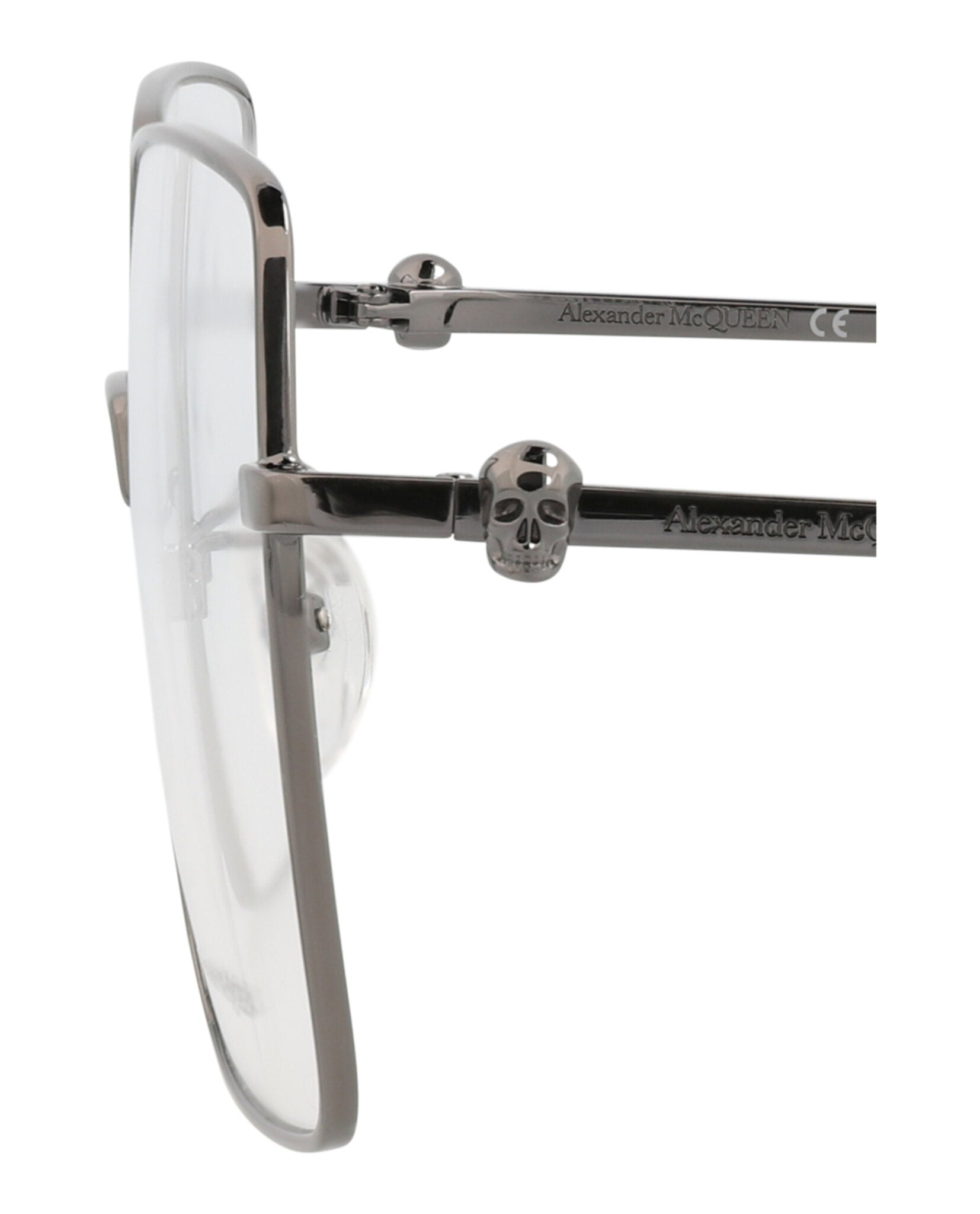 Alexander McQueen Womens Square/Rectangle Ruthenium Ruthenium Transparent Fashion Designer Eyewear