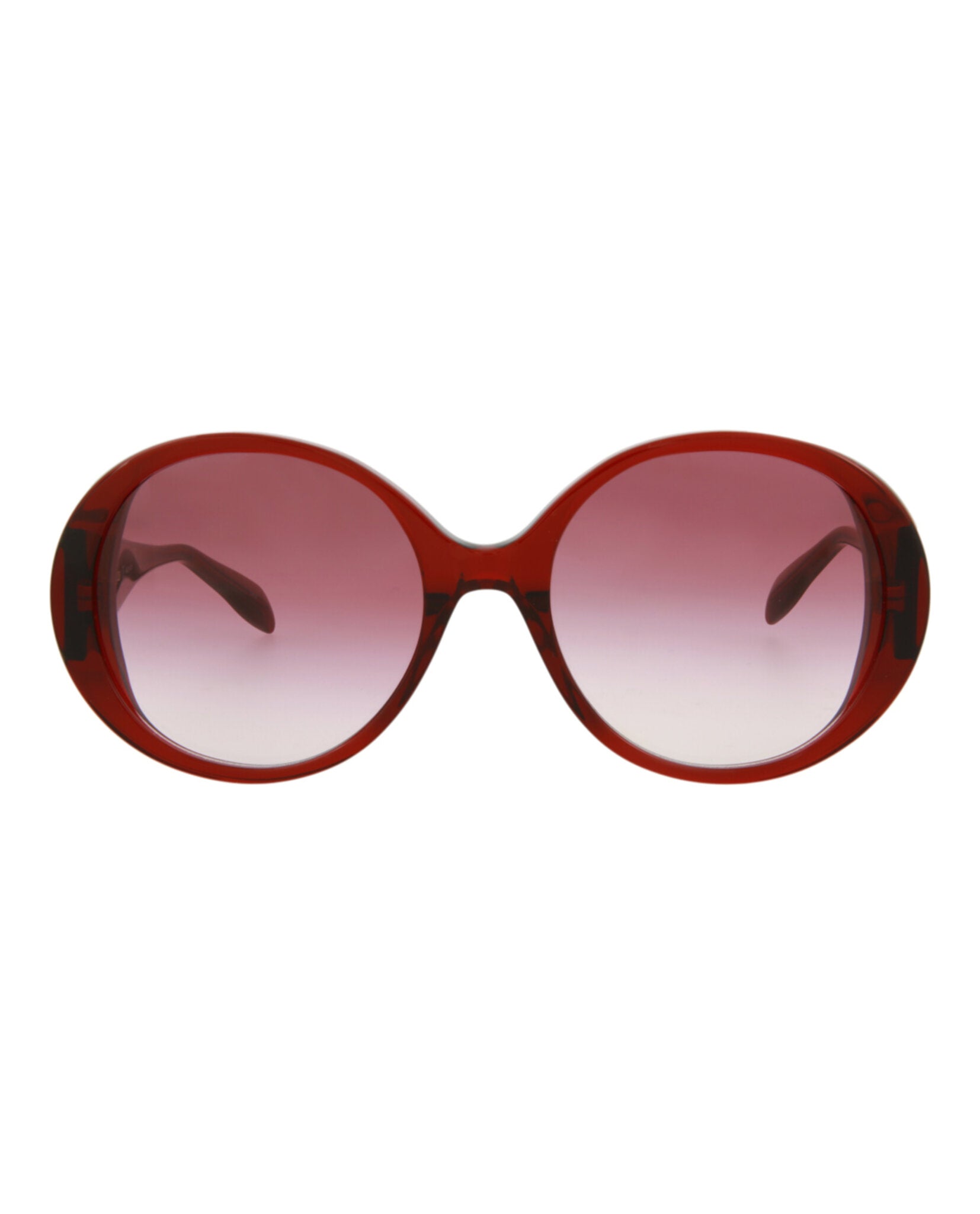 Alexander McQueen Womens Round/Oval Burgundy Burgundy Red Fashion Designer Eyewear Burgundy Burgundy Red