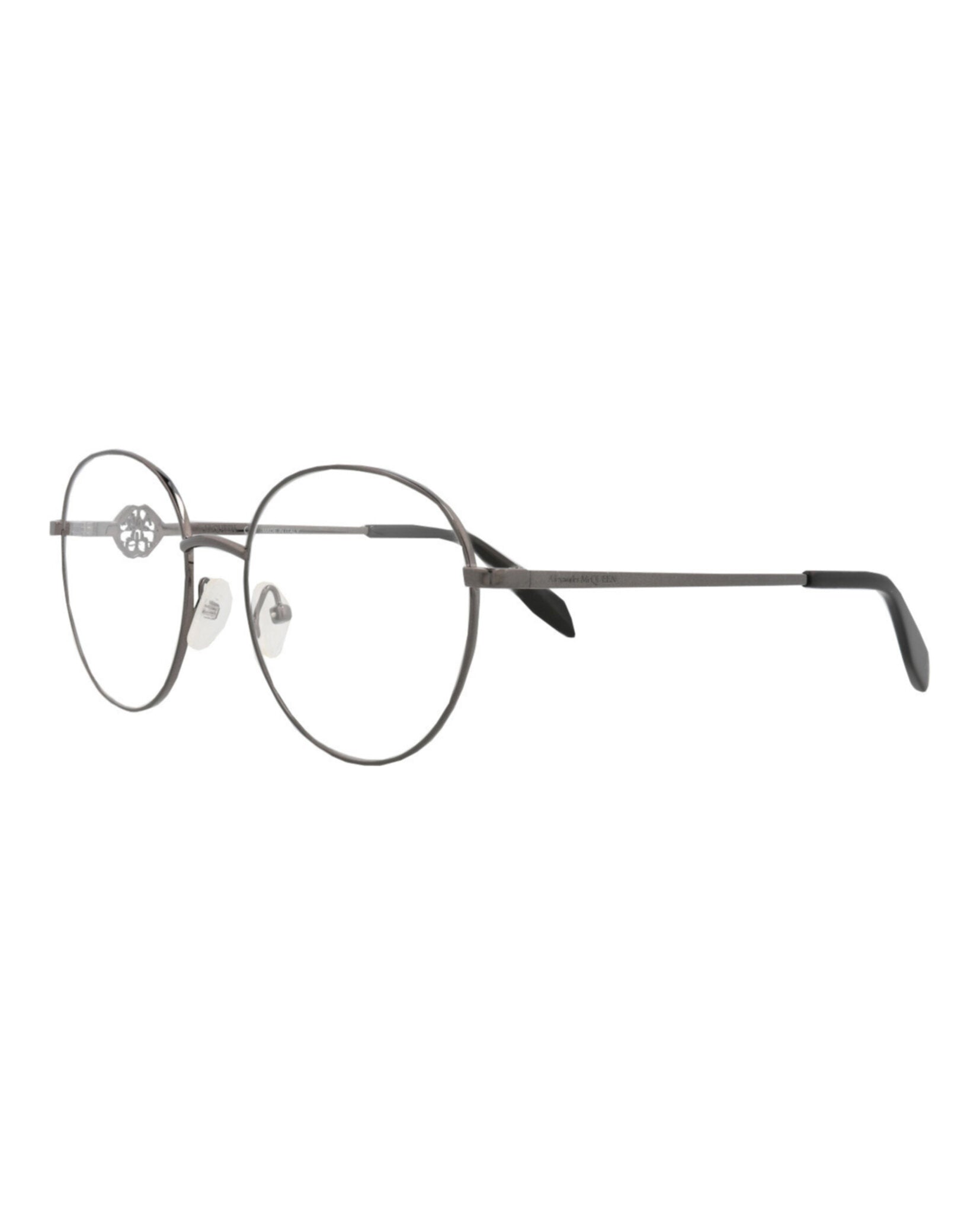 Alexander McQueen Womens Round/Oval Ruthenium Ruthenium Transparent Fashion Designer Eyewear