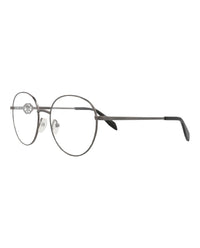 Alexander McQueen Womens Round/Oval Ruthenium Ruthenium Transparent Fashion Designer Eyewear