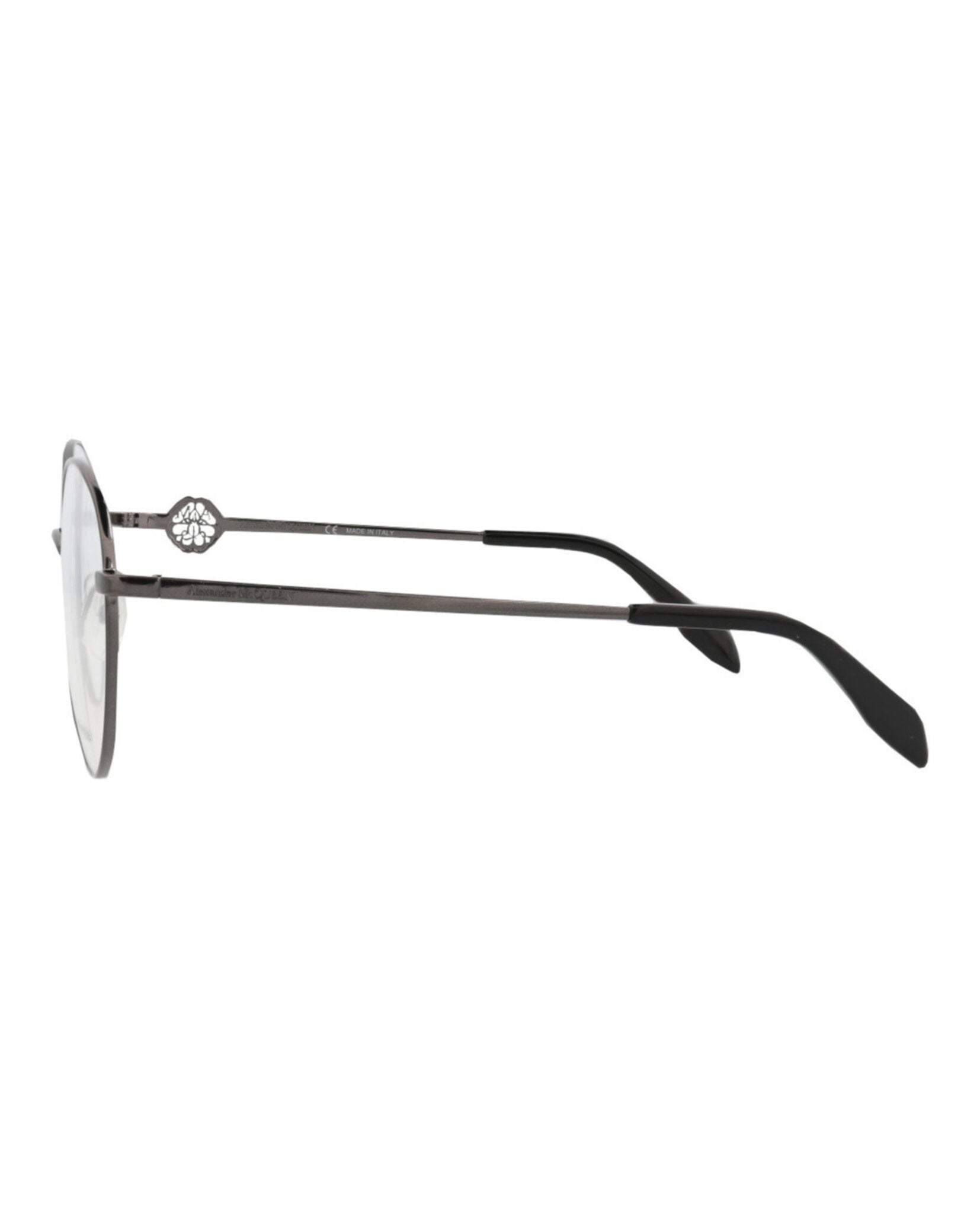 Alexander McQueen Womens Round/Oval Ruthenium Ruthenium Transparent Fashion Designer Eyewear