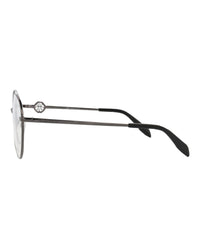 Alexander McQueen Womens Round/Oval Ruthenium Ruthenium Transparent Fashion Designer Eyewear