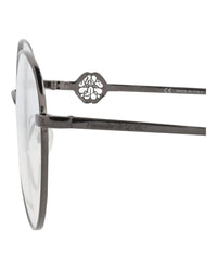 Alexander McQueen Womens Round/Oval Ruthenium Ruthenium Transparent Fashion Designer Eyewear