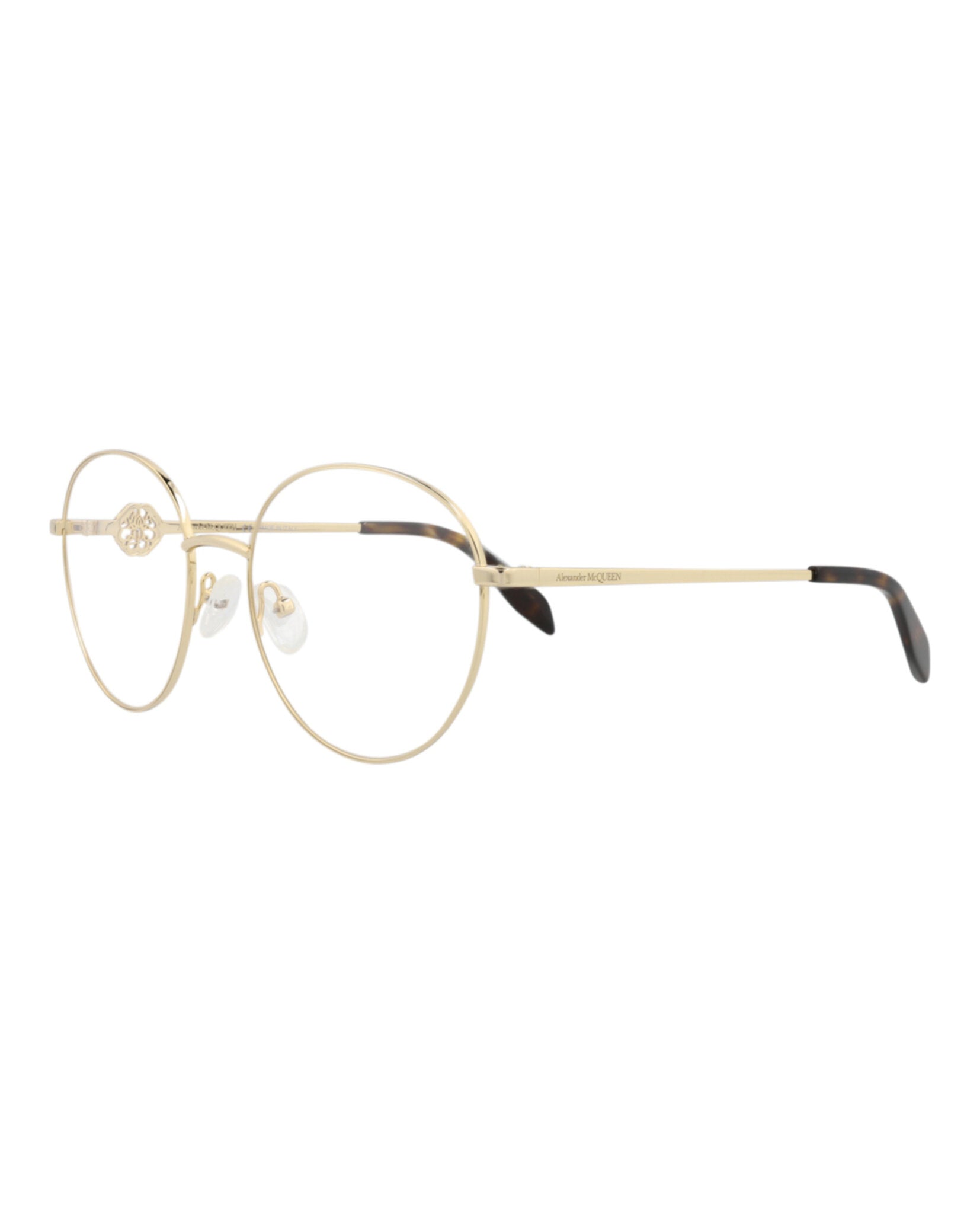 Alexander McQueen Womens Round/Oval Gold Gold Transparent Fashion Designer Eyewear
