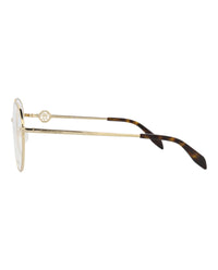 Alexander McQueen Womens Round/Oval Gold Gold Transparent Fashion Designer Eyewear