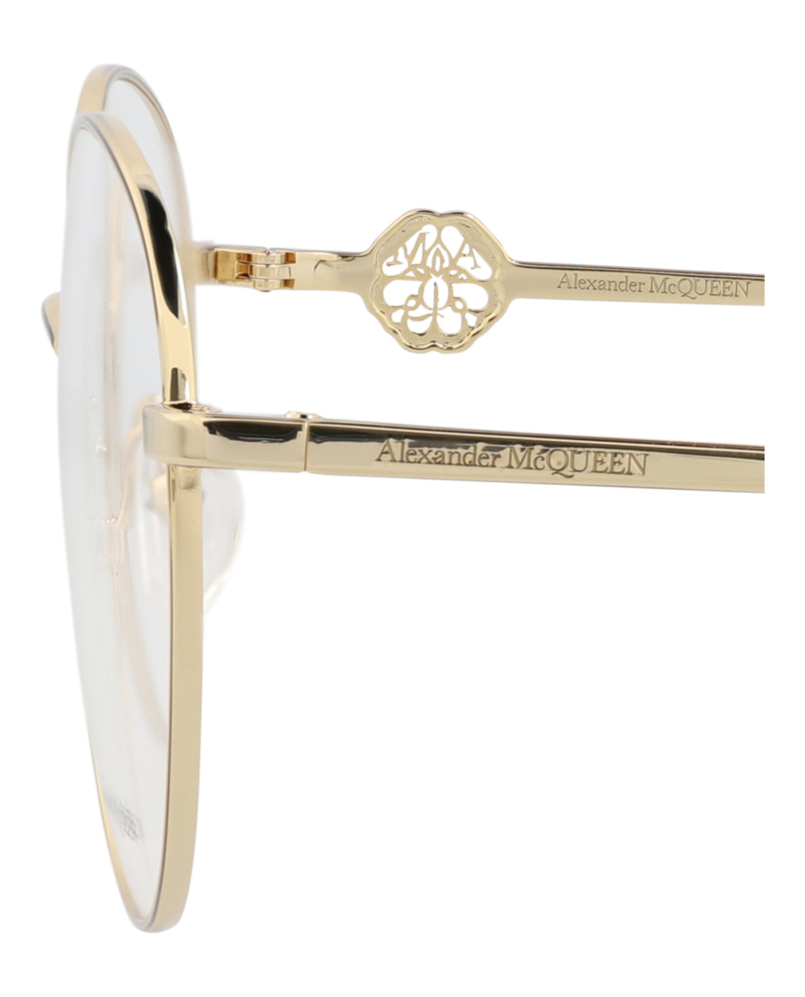 Alexander McQueen Womens Round/Oval Gold Gold Transparent Fashion Designer Eyewear