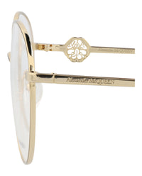 Alexander McQueen Womens Round/Oval Gold Gold Transparent Fashion Designer Eyewear