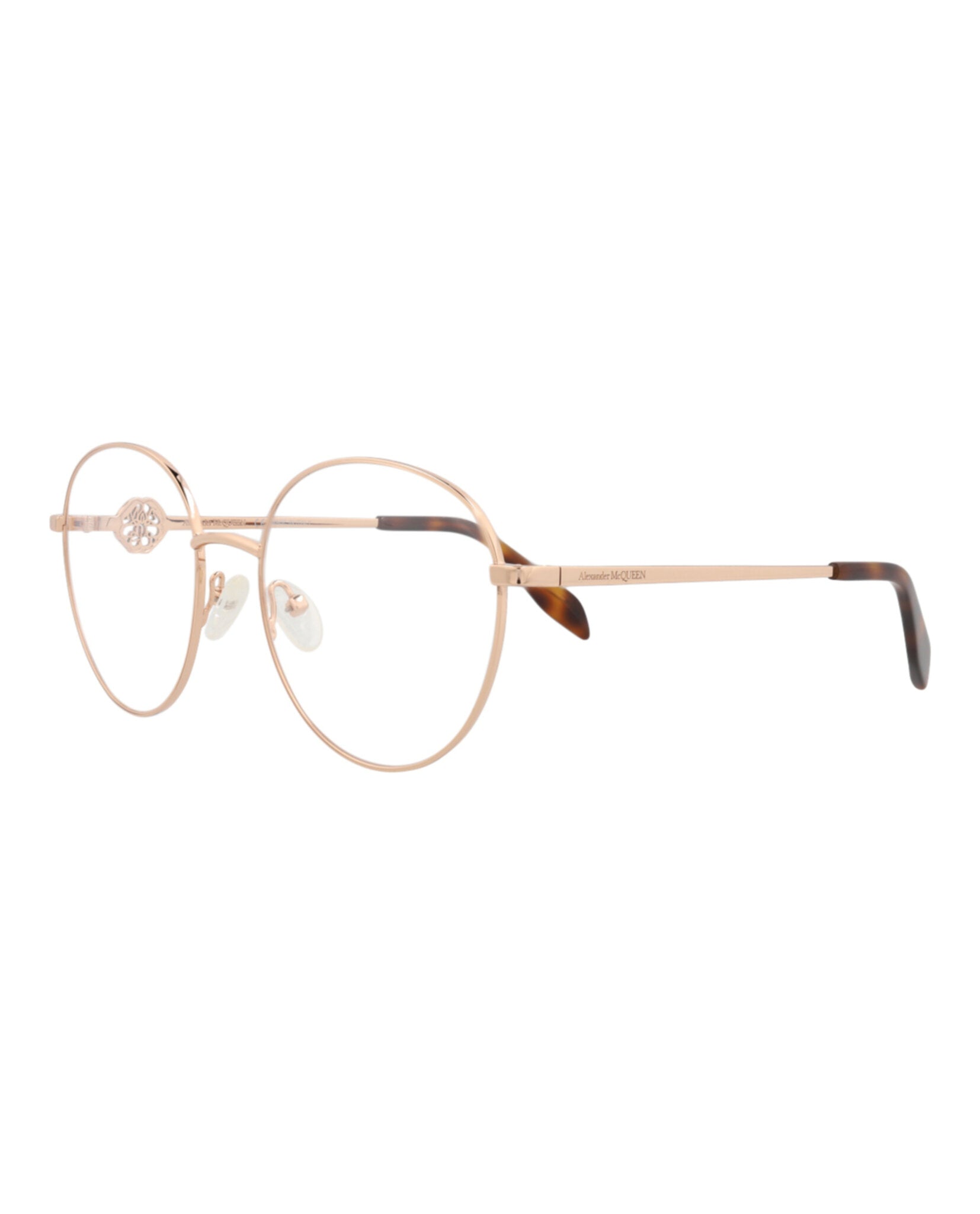 Alexander McQueen Womens Round/Oval Gold Gold Transparent Fashion Designer Eyewear