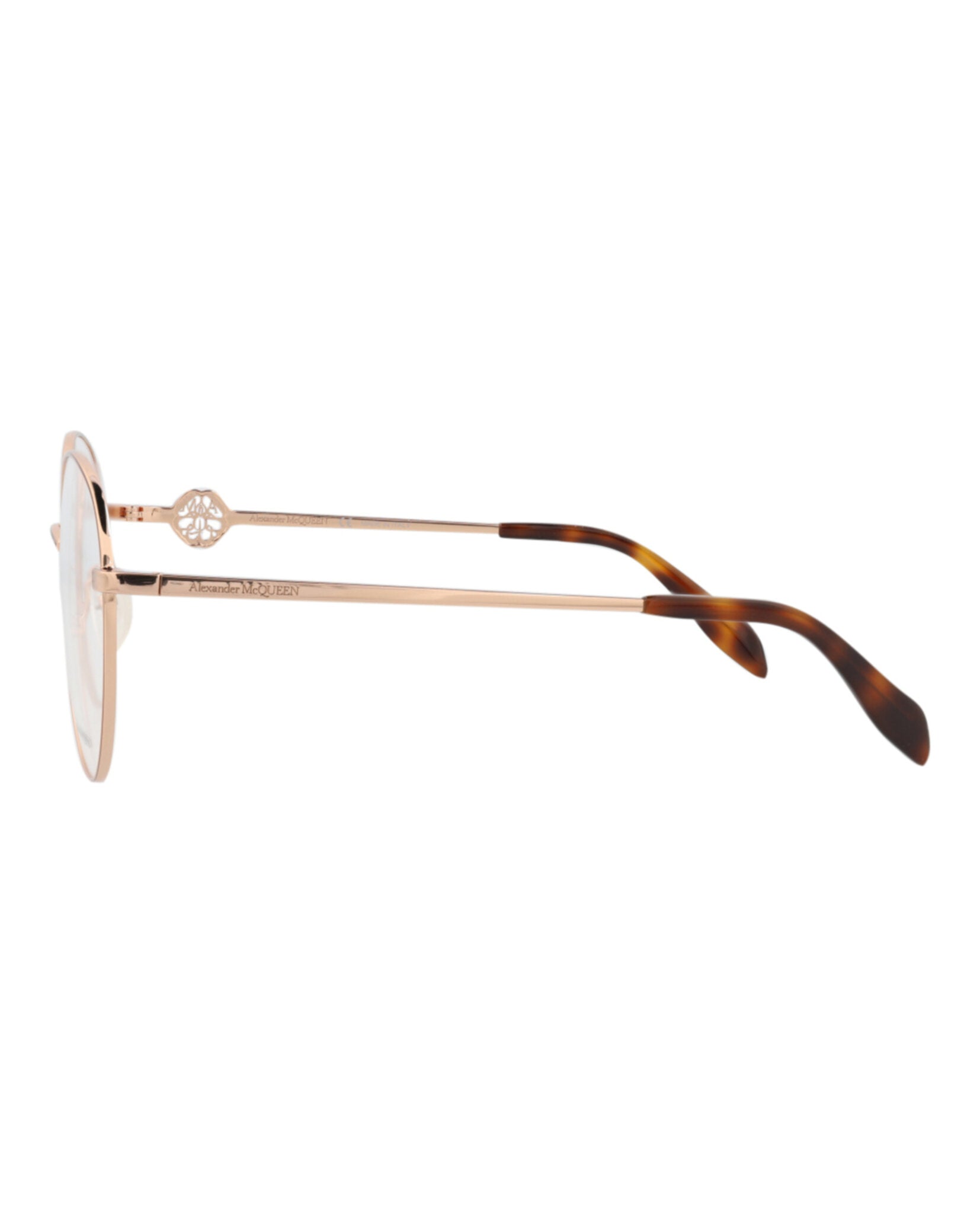 Alexander McQueen Womens Round/Oval Gold Gold Transparent Fashion Designer Eyewear