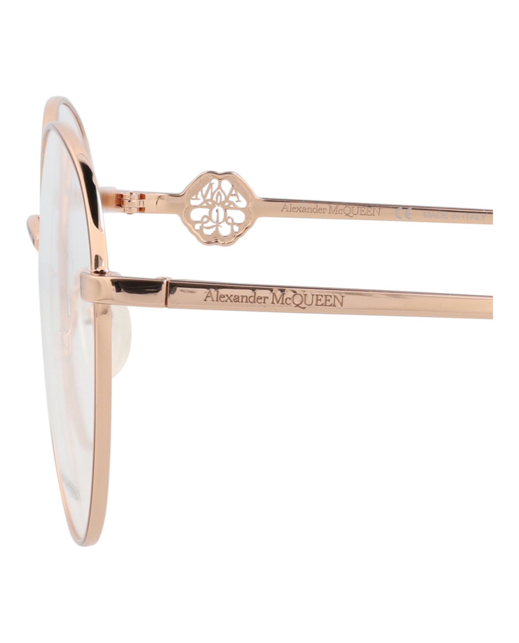Alexander McQueen Womens Round/Oval Gold Gold Transparent Fashion Designer Eyewear