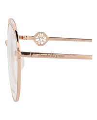 Alexander McQueen Womens Round/Oval Gold Gold Transparent Fashion Designer Eyewear