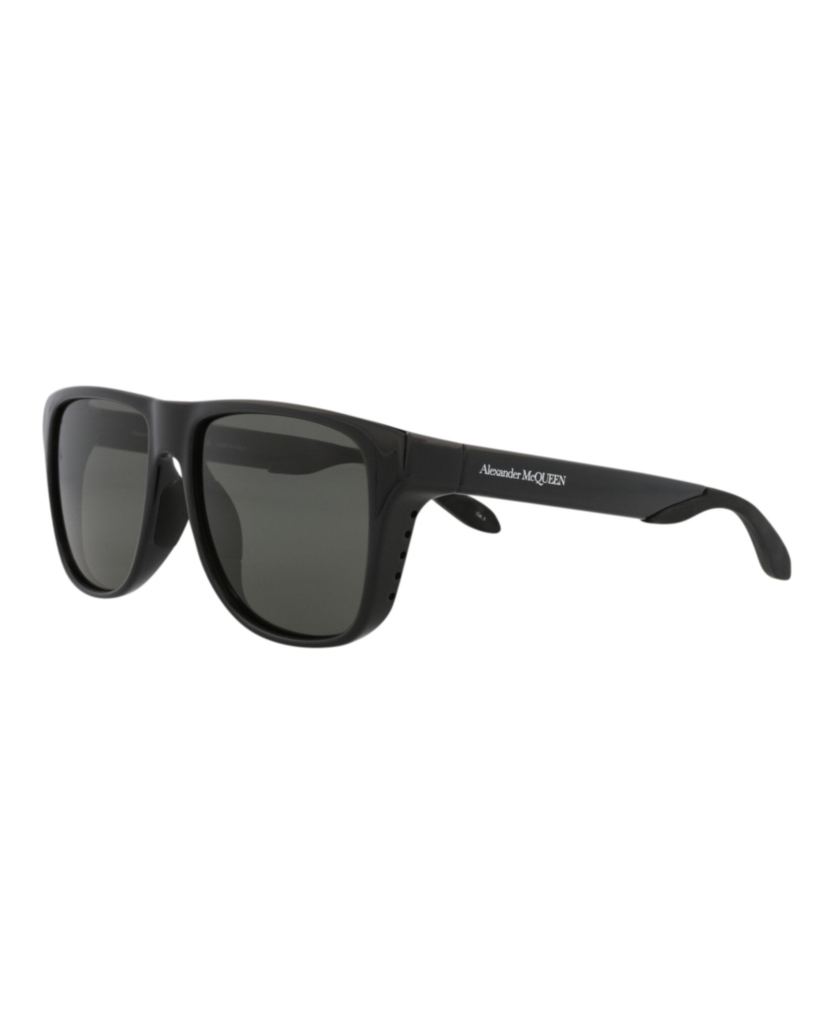 Alexander McQueen Unisex Square/Rectangle Black Black Grey Fashion Designer Eyewear