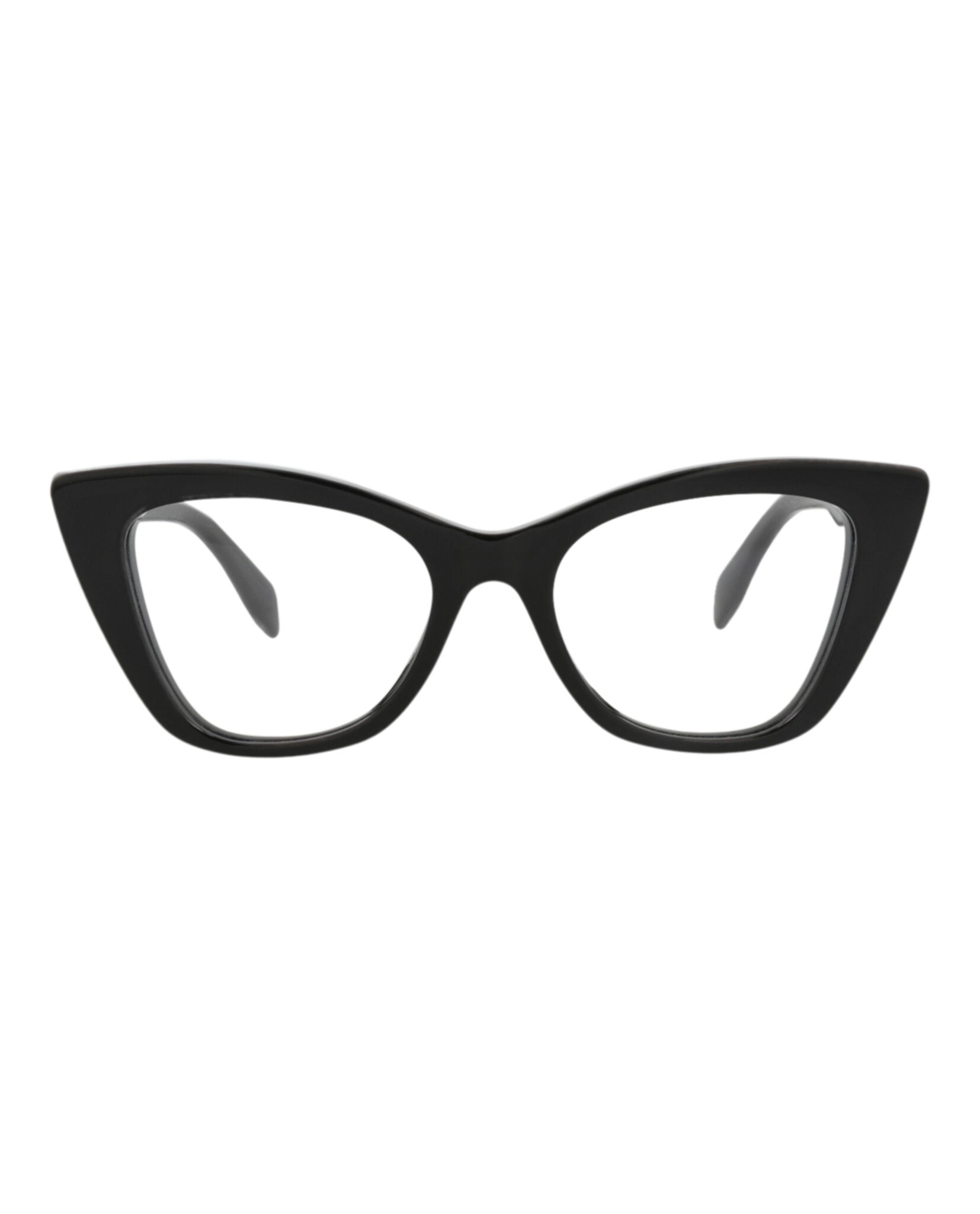 Alexander McQueen Womens Cat Eye Black Black Transparent Fashion Designer Eyewear