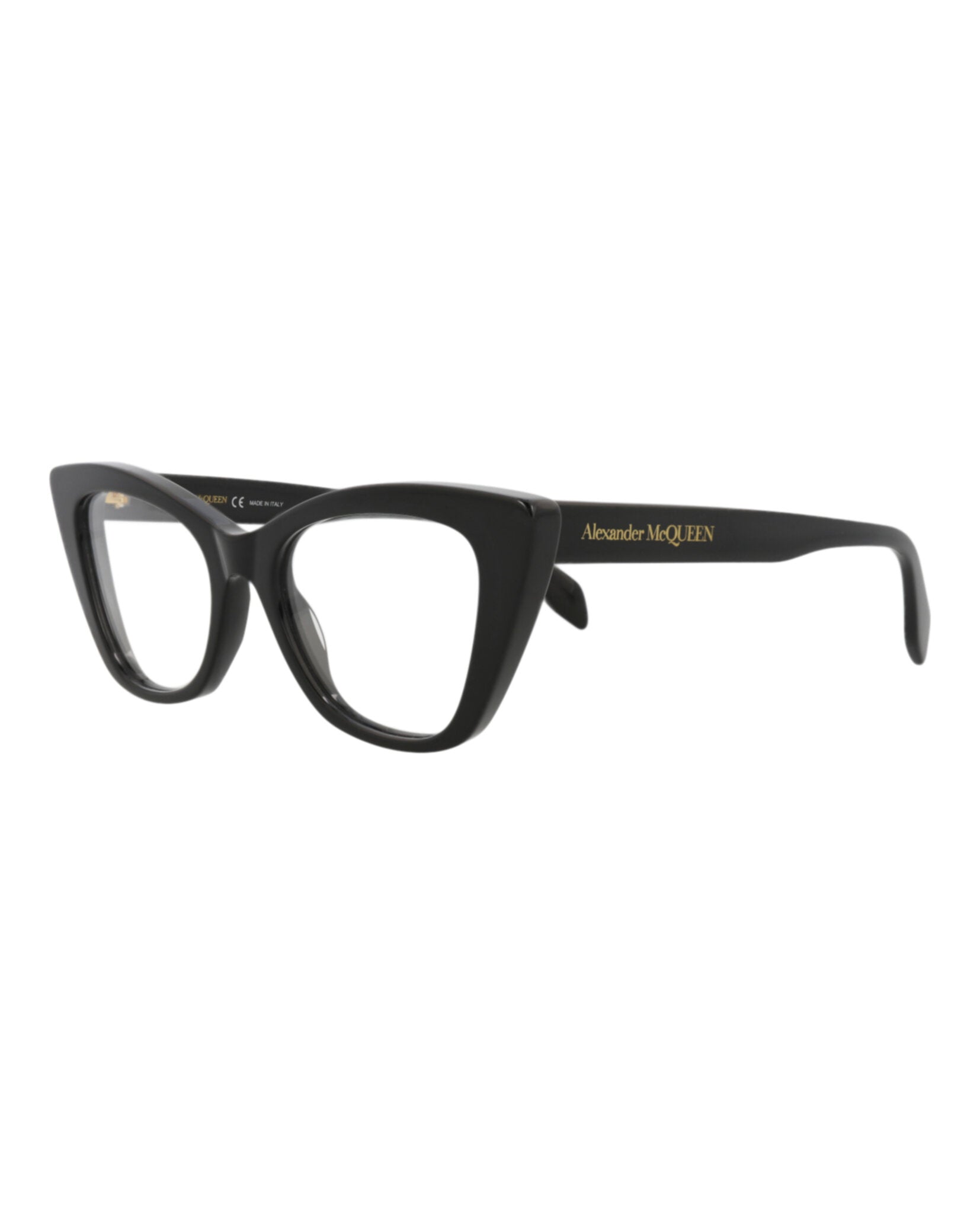 Alexander McQueen Womens Cat Eye Black Black Transparent Fashion Designer Eyewear