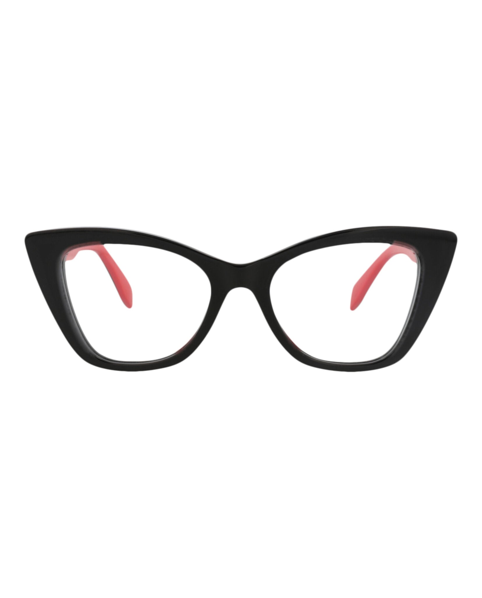 Alexander McQueen Womens Cat Eye Black Black Transparent Fashion Designer Eyewear