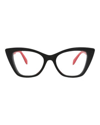 Alexander McQueen Womens Cat Eye Black Black Transparent Fashion Designer Eyewear