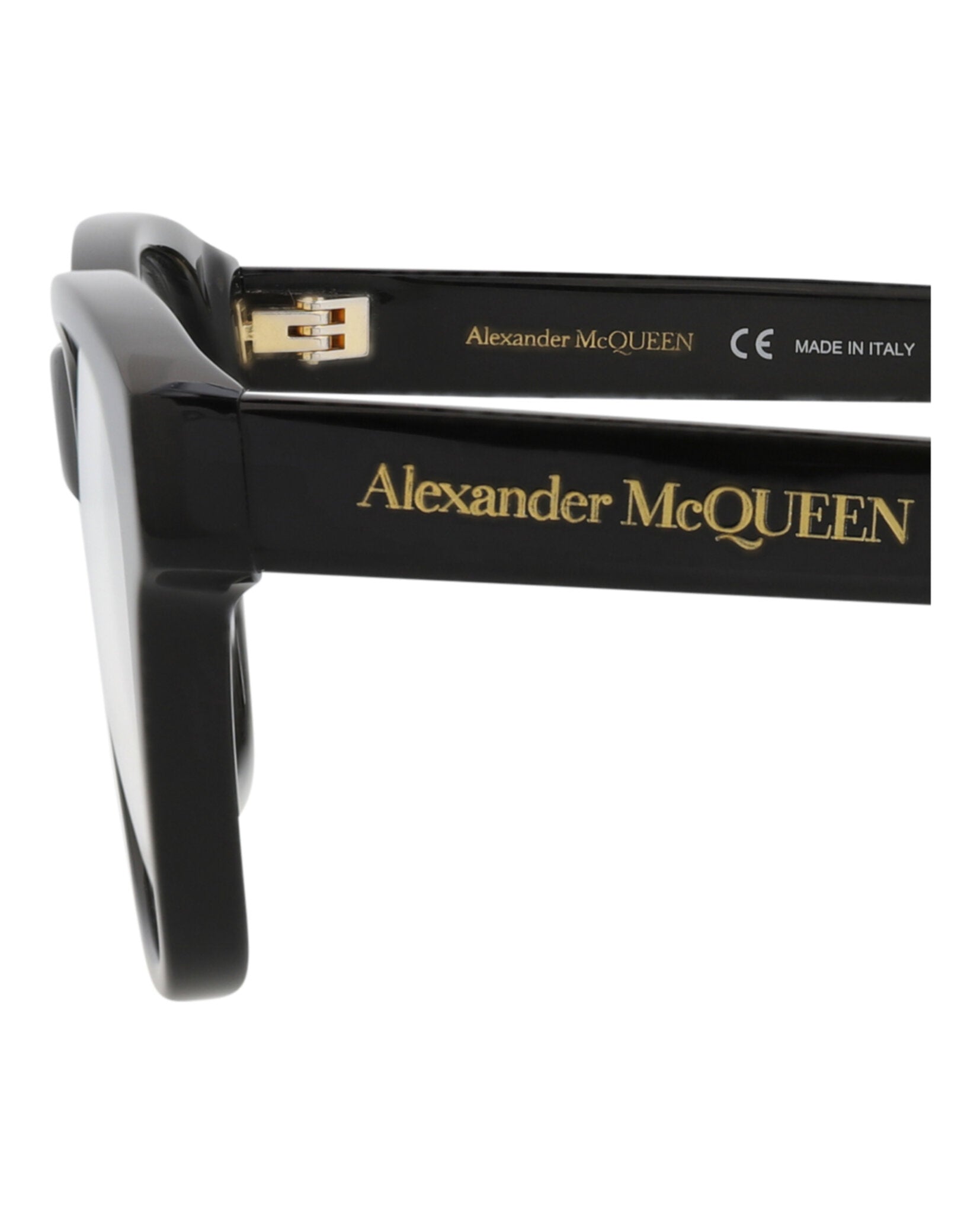 Alexander McQueen Womens Square/Rectangle Black Black Transparent Fashion Designer Eyewear