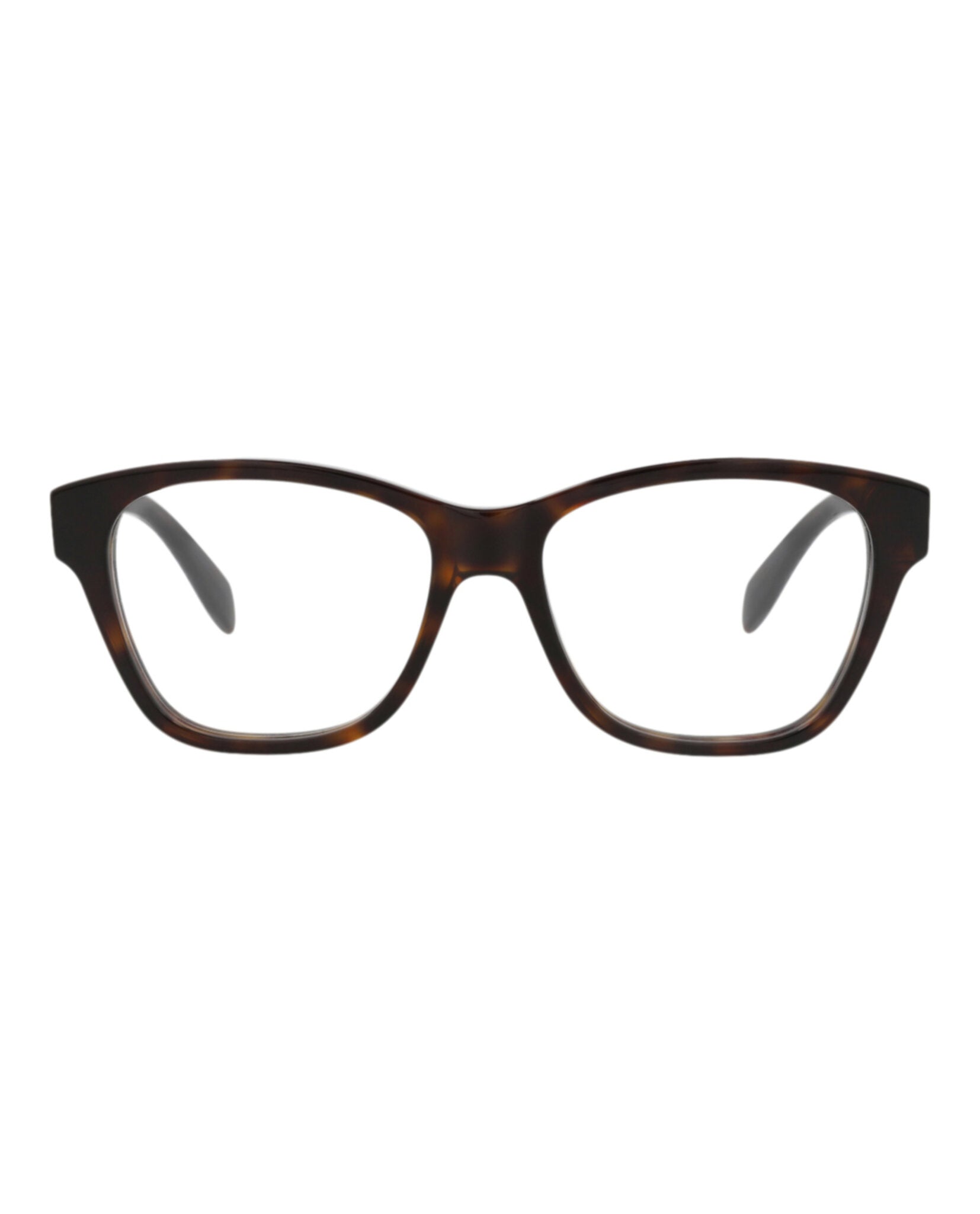 Alexander McQueen Womens Square/Rectangle Havana Havana Transparent Fashion Designer Eyewear