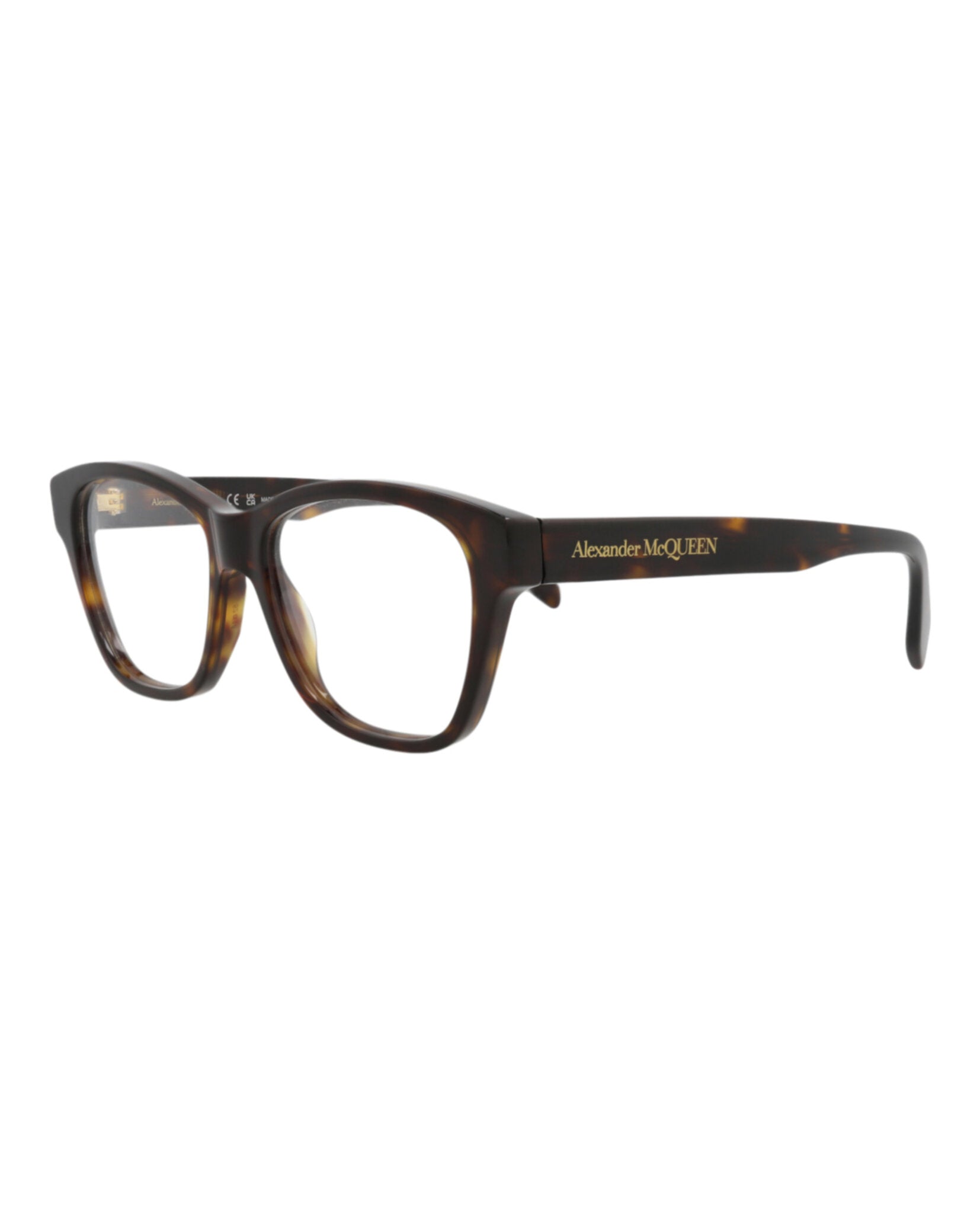 Alexander McQueen Womens Square/Rectangle Havana Havana Transparent Fashion Designer Eyewear
