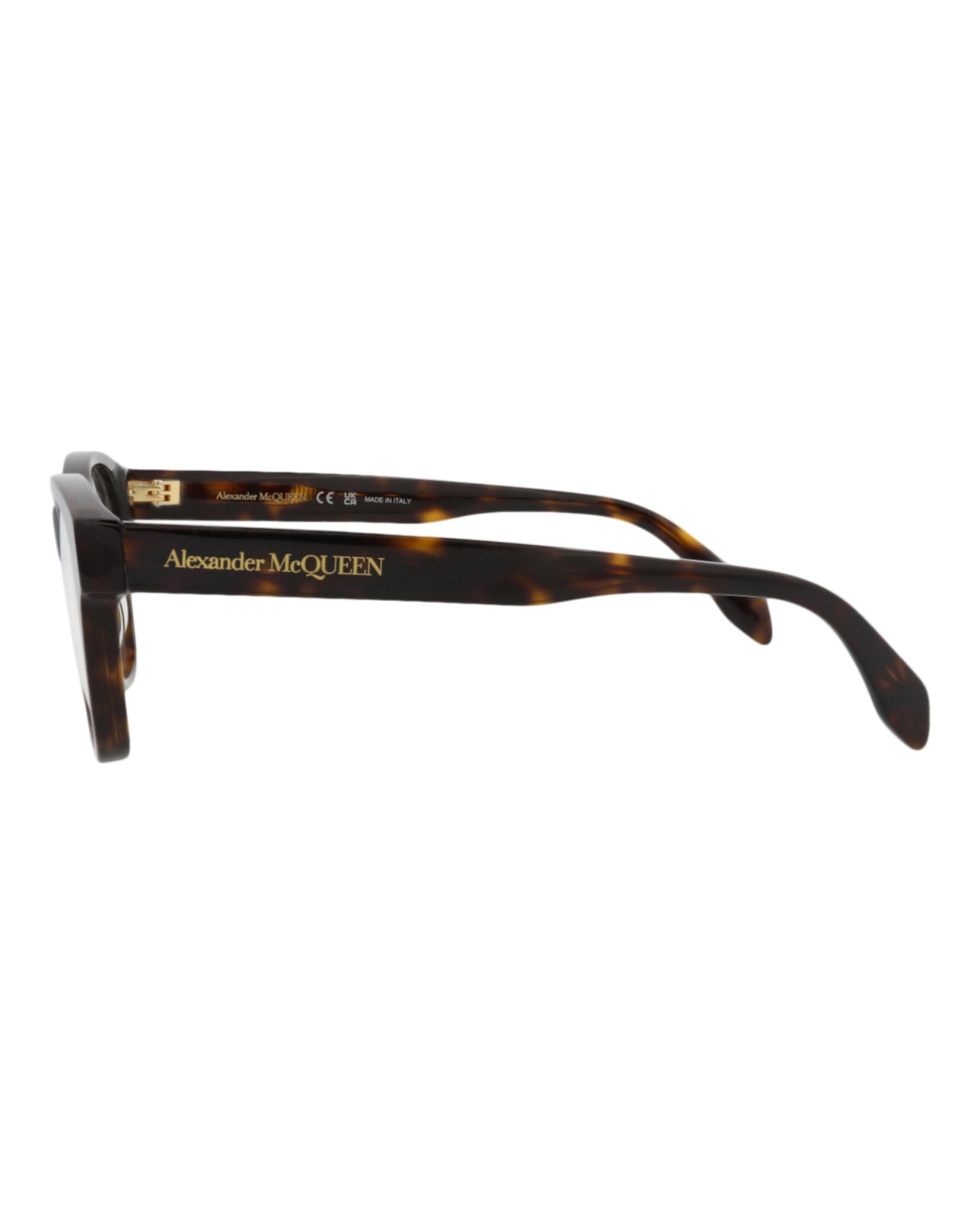 Alexander McQueen Womens Square/Rectangle Havana Havana Transparent Fashion Designer Eyewear