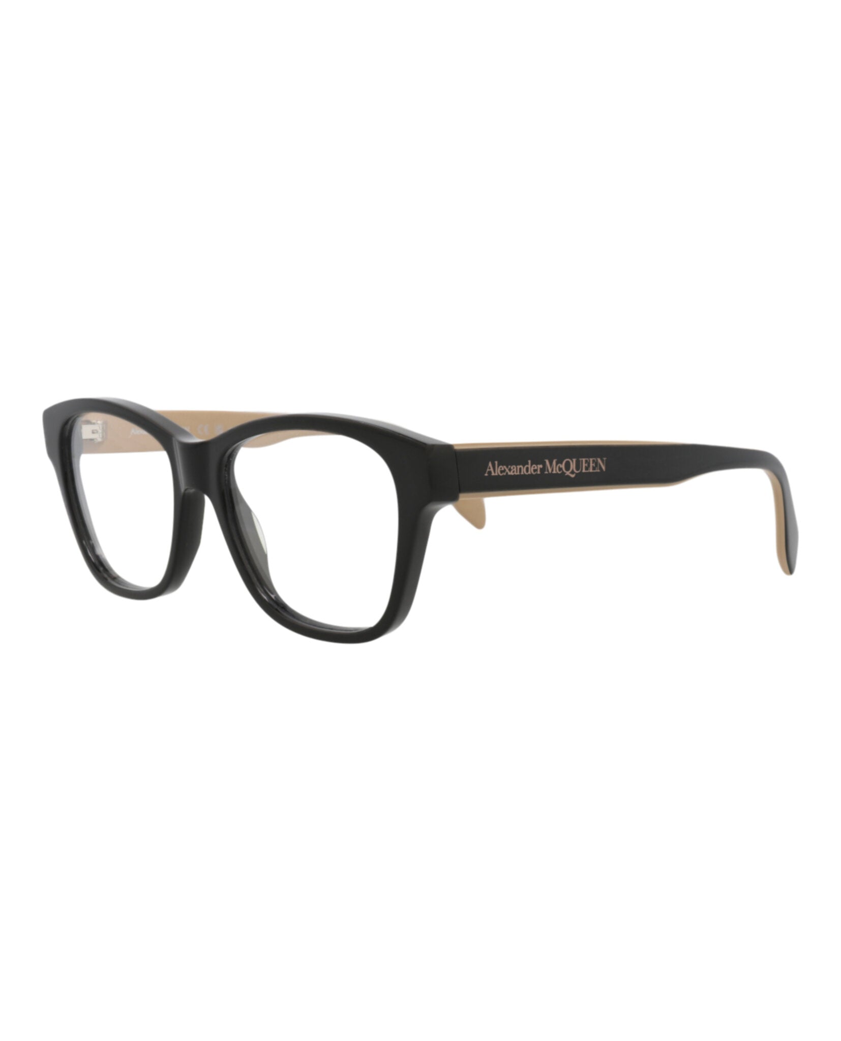 Alexander McQueen Womens Square/Rectangle Black Black Transparent Fashion Designer Eyewear
