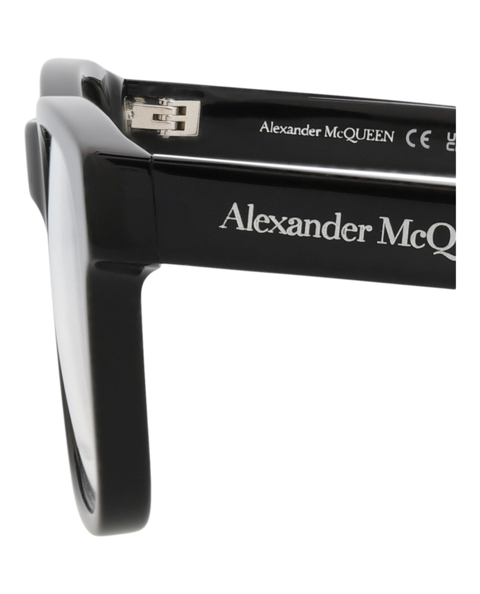 Alexander McQueen Mens Square/Rectangle Black Black Transparent Fashion Designer Eyewear