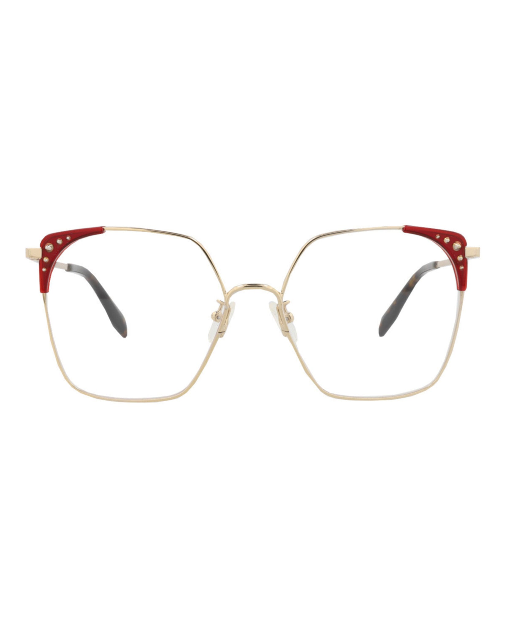 Alexander McQueen Womens Square/Rectangle Gold Gold Transparent Fashion Designer Eyewear