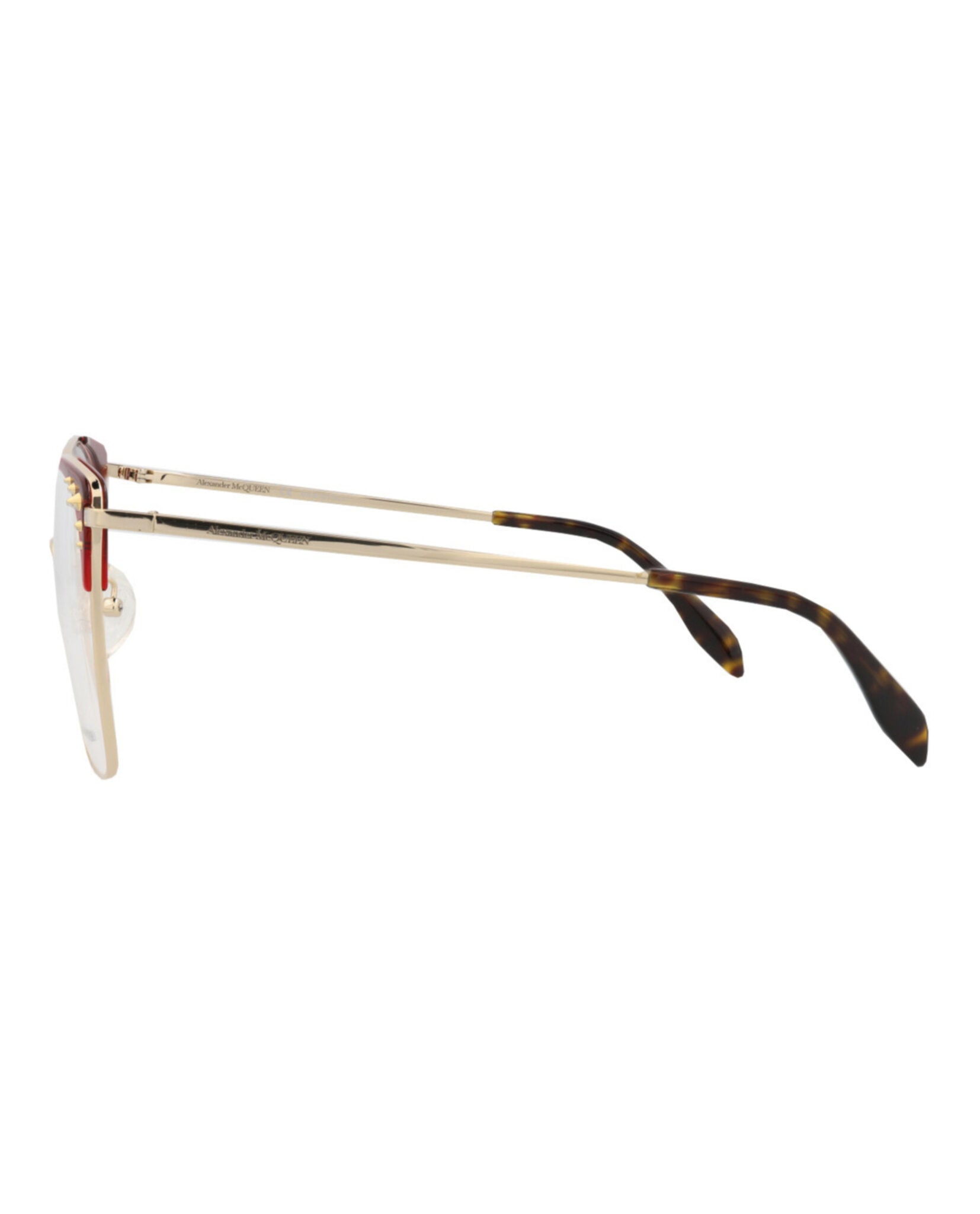 Alexander McQueen Womens Square/Rectangle Gold Gold Transparent Fashion Designer Eyewear
