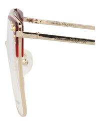 Alexander McQueen Womens Square/Rectangle Gold Gold Transparent Fashion Designer Eyewear