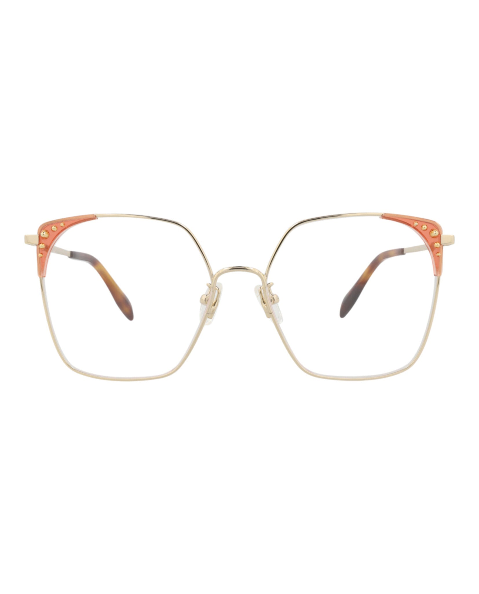 Alexander McQueen Womens Square/Rectangle Gold Gold Transparent Fashion Designer Eyewear