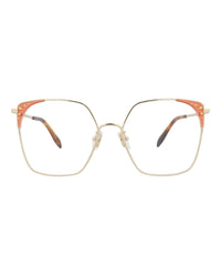 Alexander McQueen Womens Square/Rectangle Gold Gold Transparent Fashion Designer Eyewear