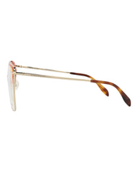 Alexander McQueen Womens Square/Rectangle Gold Gold Transparent Fashion Designer Eyewear