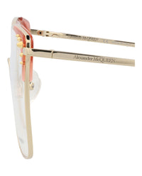 Alexander McQueen Womens Square/Rectangle Gold Gold Transparent Fashion Designer Eyewear