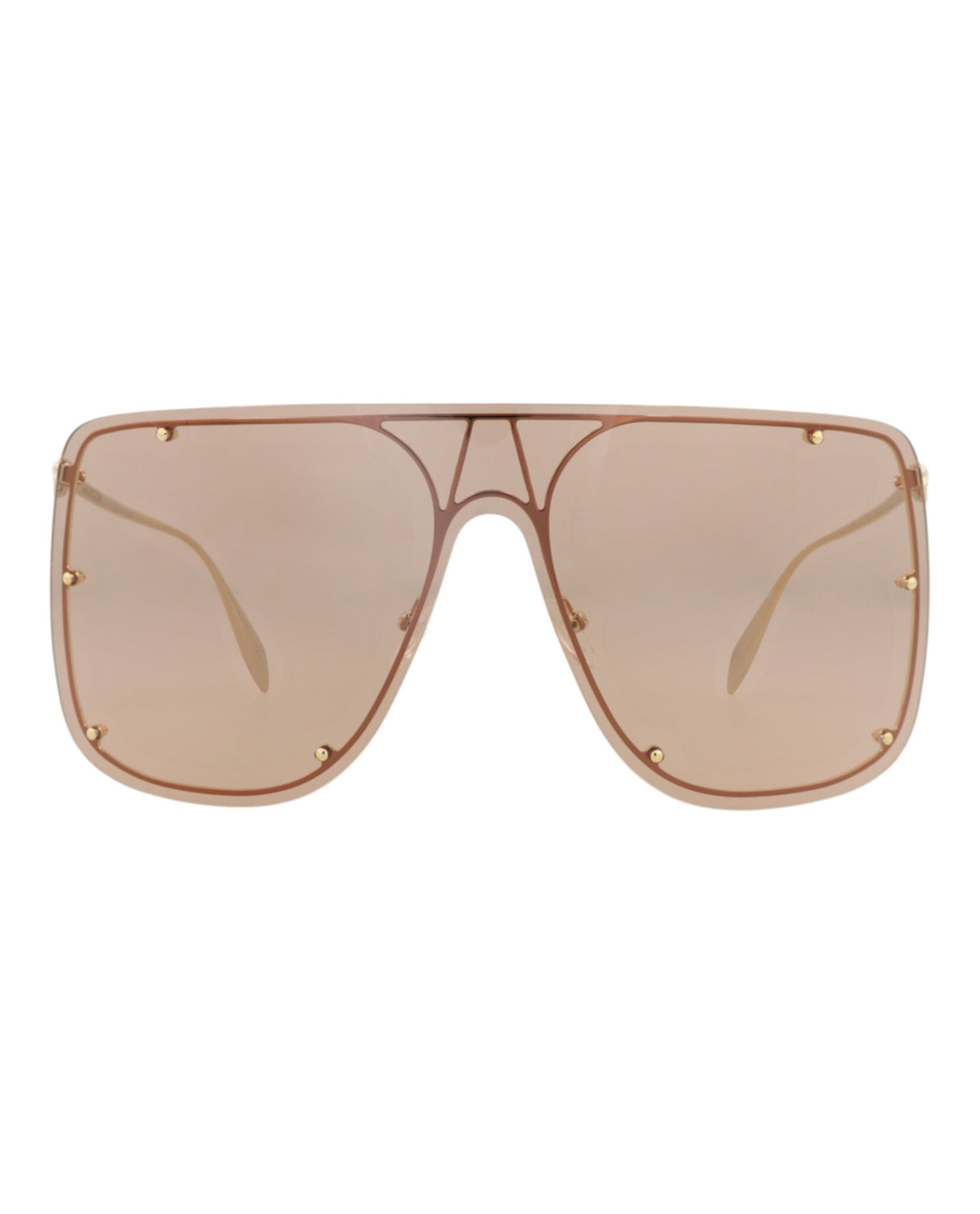 Alexander McQueen Unisex Shield/Wrap Gold Gold Brown Fashion Designer Eyewear