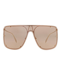 Alexander McQueen Unisex Shield/Wrap Gold Gold Brown Fashion Designer Eyewear