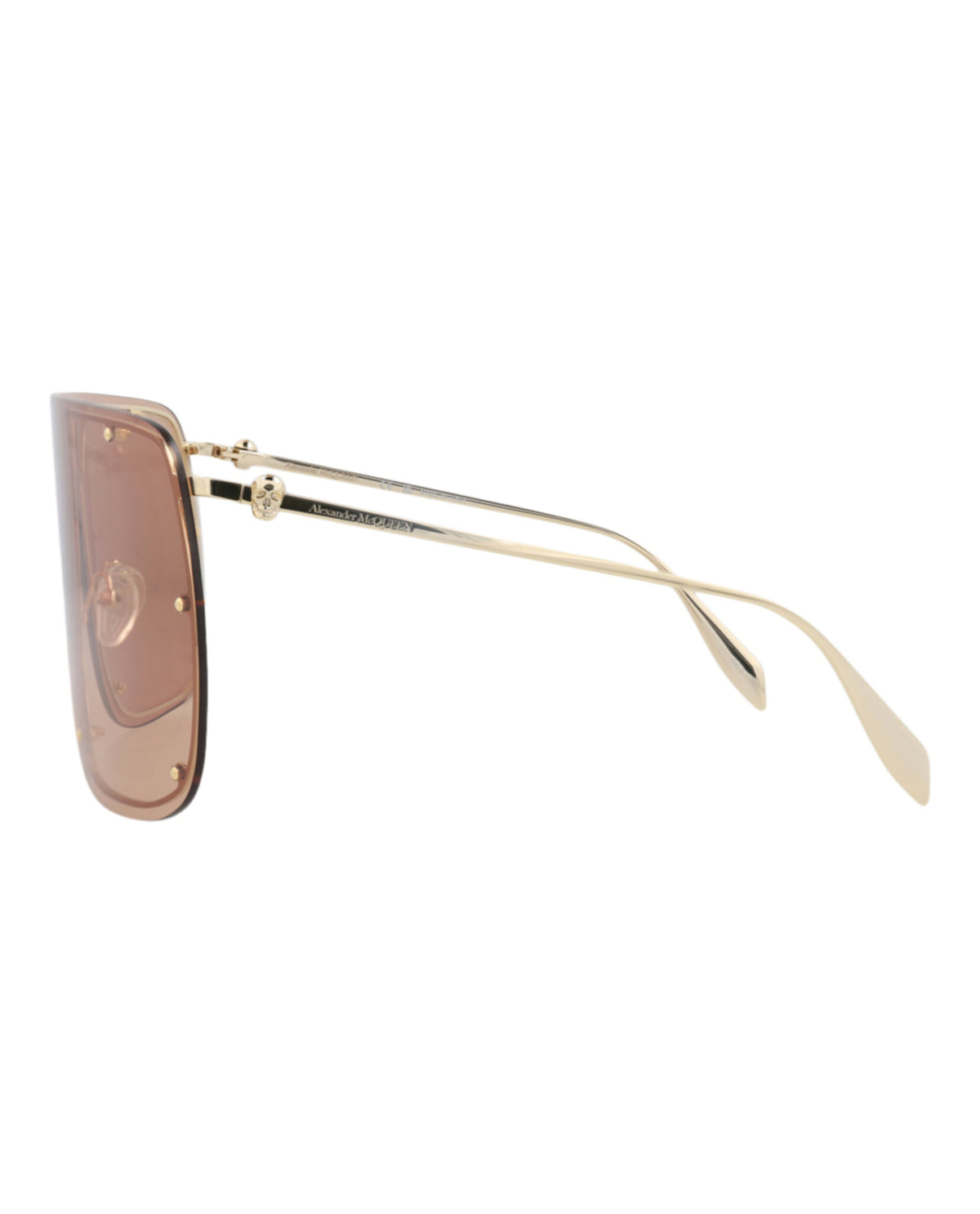 Alexander McQueen Unisex Shield/Wrap Gold Gold Brown Fashion Designer Eyewear