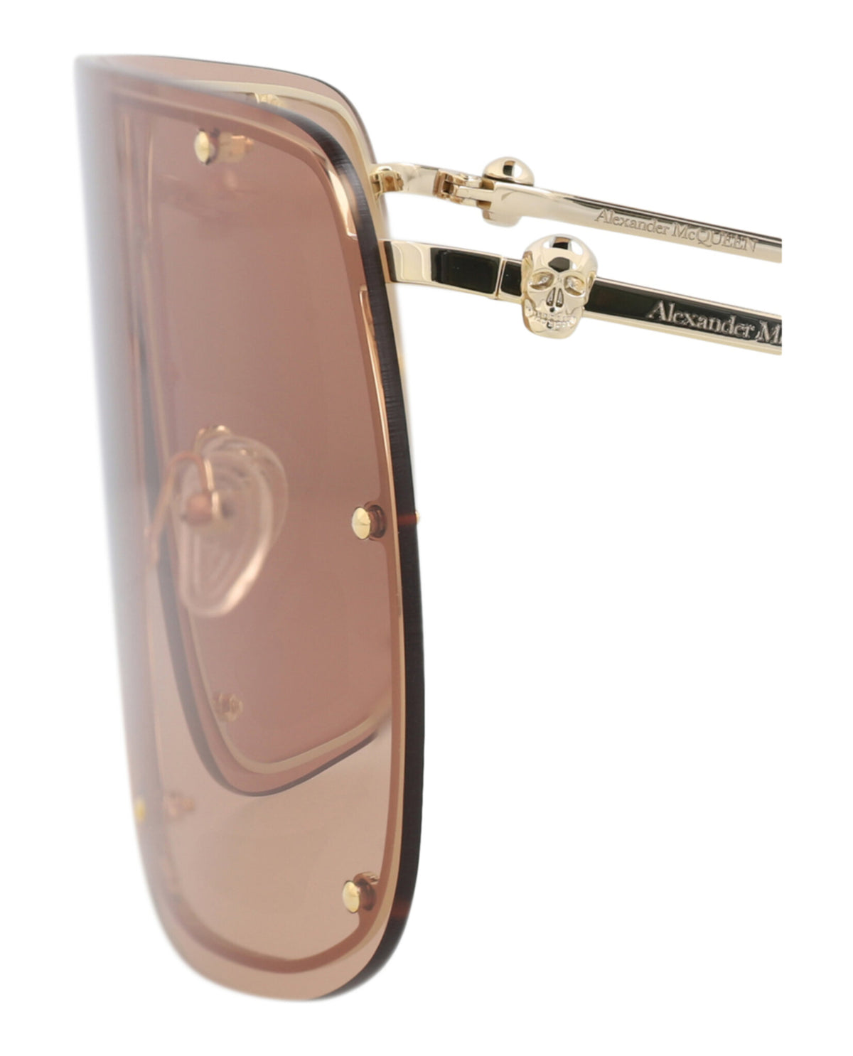 Alexander McQueen Unisex Shield/Wrap Gold Gold Brown Fashion Designer Eyewear