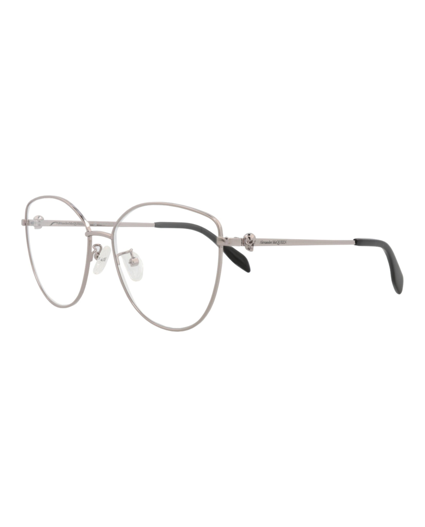 Alexander McQueen Womens Cat Eye Ruthenium Ruthenium Transparent Fashion Designer Eyewear