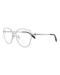 Alexander McQueen Womens Cat Eye Ruthenium Ruthenium Transparent Fashion Designer Eyewear