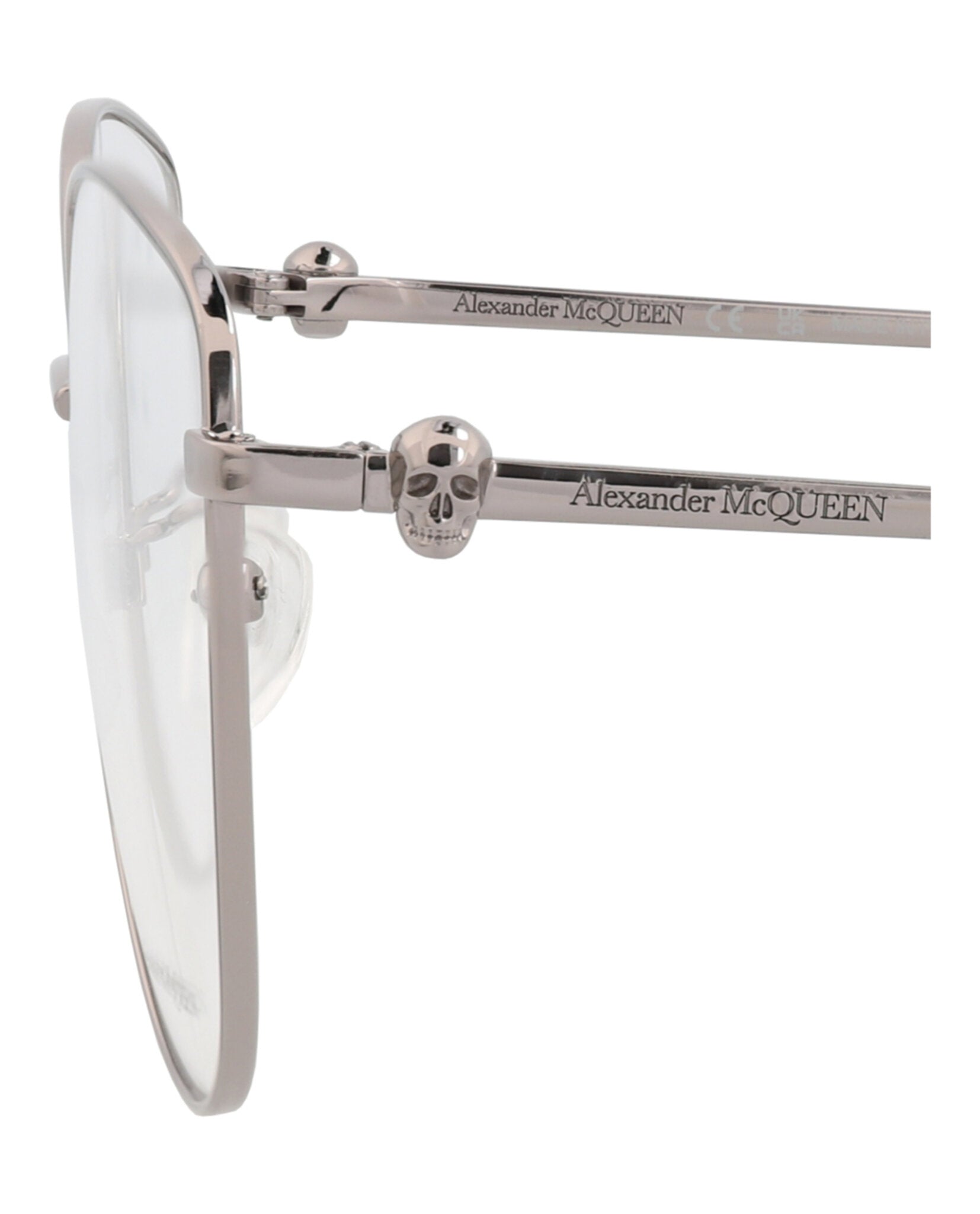 Alexander McQueen Womens Cat Eye Ruthenium Ruthenium Transparent Fashion Designer Eyewear