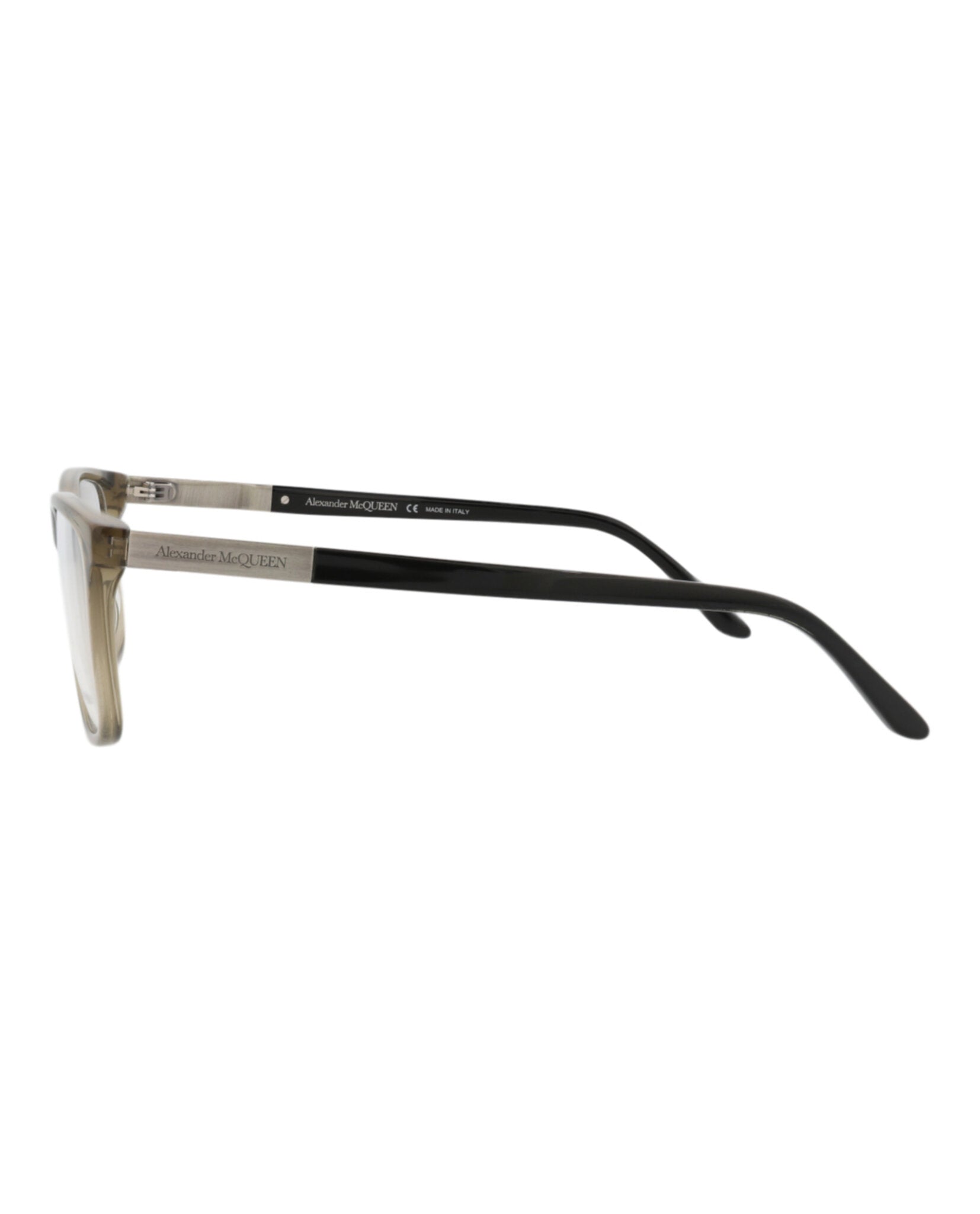 Alexander McQueen Mens Square/Rectangle Green Silver Transparent Fashion Designer Eyewear