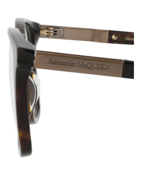 Alexander McQueen Mens Square/Rectangle Havana Gold Transparent Fashion Designer Eyewear