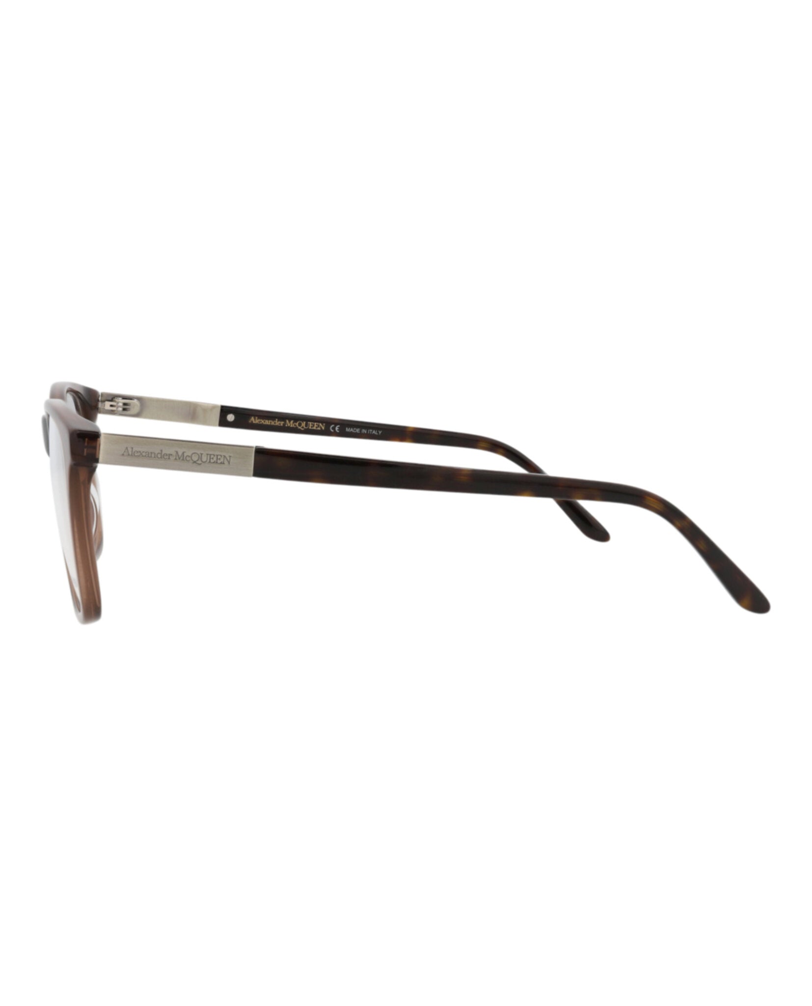 Alexander McQueen Mens Square/Rectangle Brown Silver Transparent Fashion Designer Eyewear