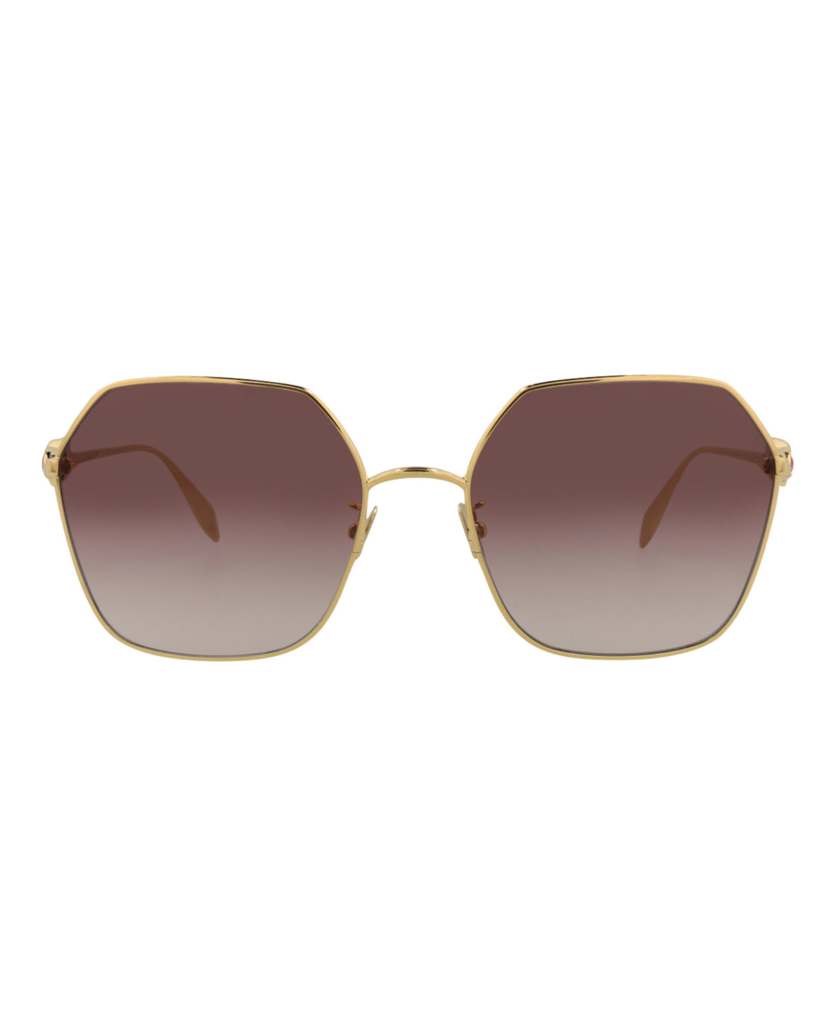 Alexander McQueen Womens Square/Rectangle Gold Gold Brown Fashion Designer Eyewear