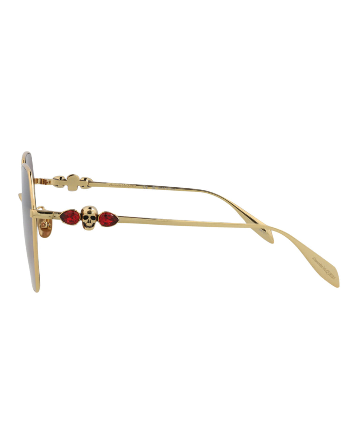 Alexander McQueen Womens Square/Rectangle Gold Gold Brown Fashion Designer Eyewear