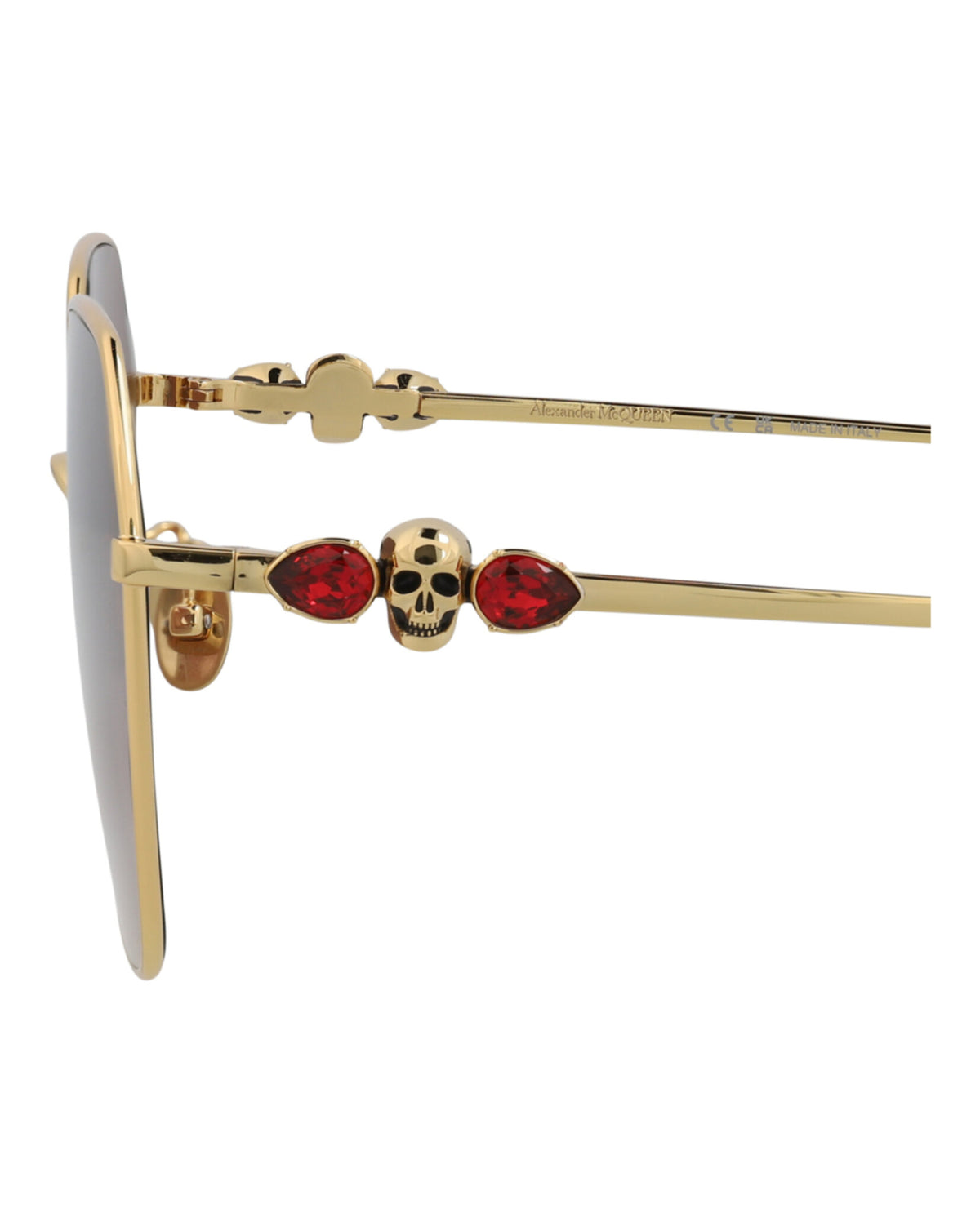 Alexander McQueen Womens Square/Rectangle Gold Gold Brown Fashion Designer Eyewear