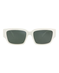 Alexander McQueen Mens Square/Rectangle White White Green Fashion Designer Eyewear
