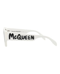 Alexander McQueen Mens Square/Rectangle White White Green Fashion Designer Eyewear